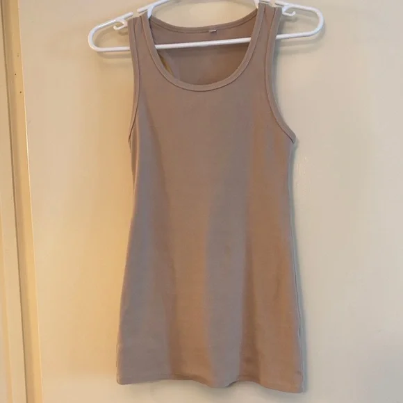 30 Tummy Tucker Classic Tan Sleeveless Racerback Thick Tank Top, L, Made in USA - Picture 1 of 4